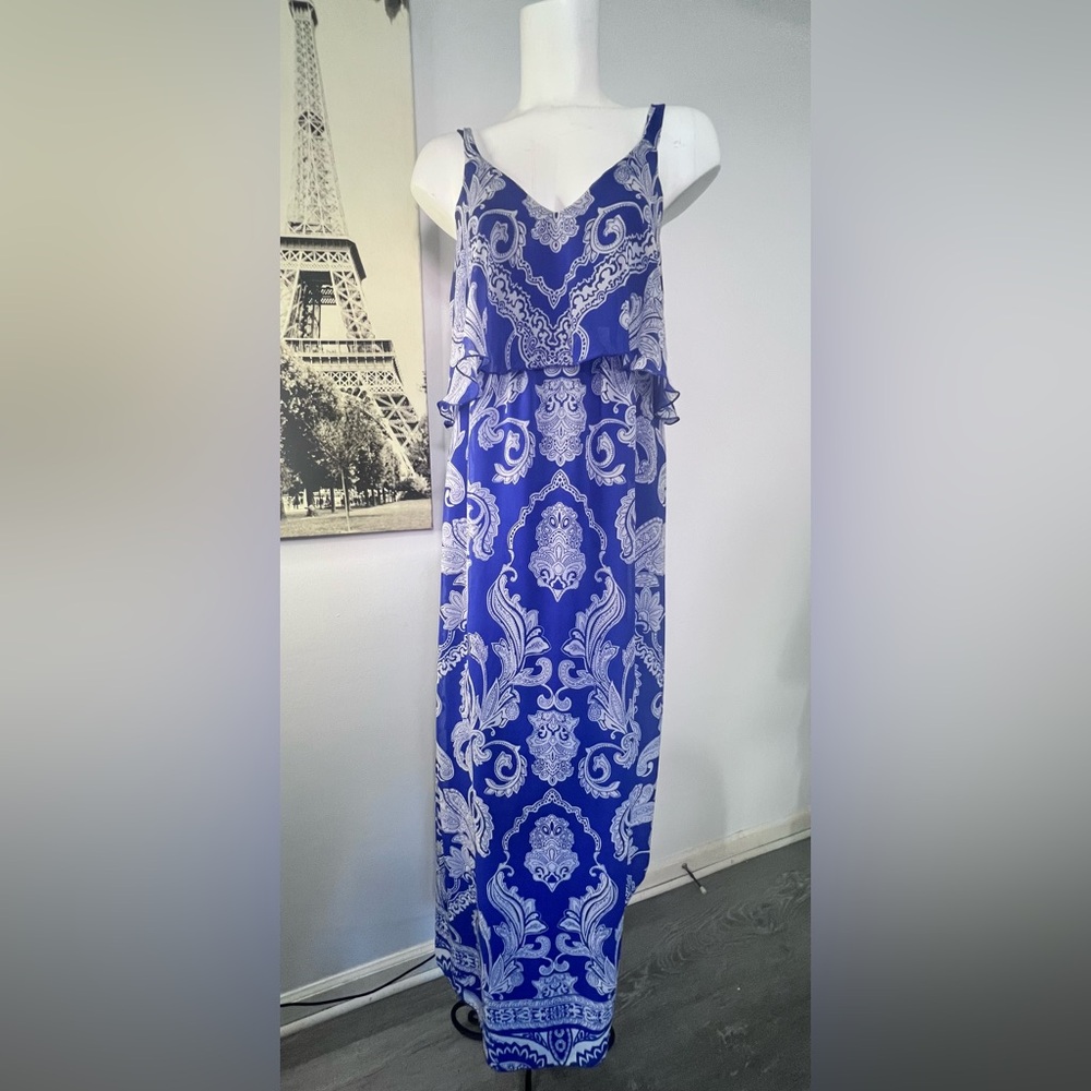 Soma Blue Sleeveless Babydoll Maxi Dress